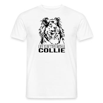 Langhaar Collie life is better Hunde Wilsigns - Männer T-Shirt - Weiß - Vorne - AI Model Male 178 dark (178cm)