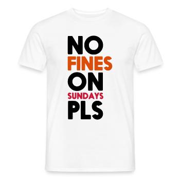 NO FINES ON SUNDAYS PLS / PAS DE PV - T-shirt homme - blanc - Devant - AI Model Male 178 dark (178cm)