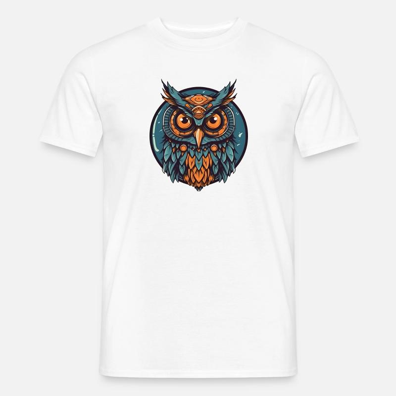 Coole Eule boho indie - Männer T-Shirt - Weiß