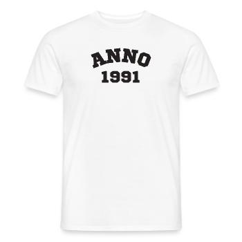 Anno 1991 Birthday Year of birth - Men's T-Shirt - white - Front - AI Model Male 178 dark (178cm)