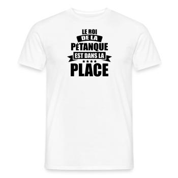 le roi de la pétanque est dans la place - T-shirt homme - blanc - Devant - AI Model Male 178 dark (178cm)