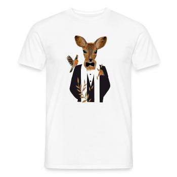 Un cerf dans un smoking noir - T-shirt homme - blanc - Devant - AI Model Male 178 dark (178cm)