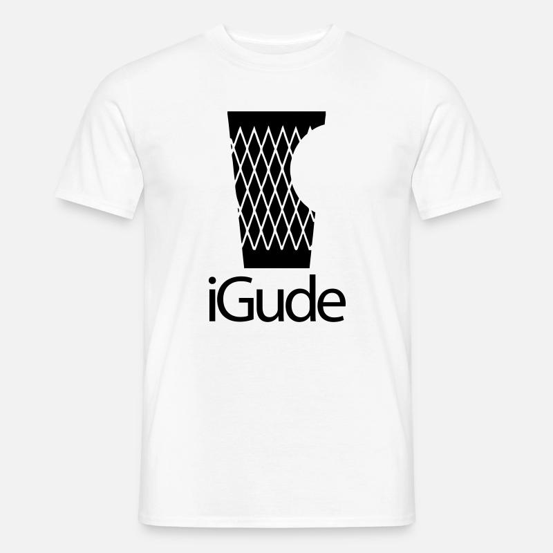iGude - Geripptes schwarz - Männer T-Shirt - Weiß