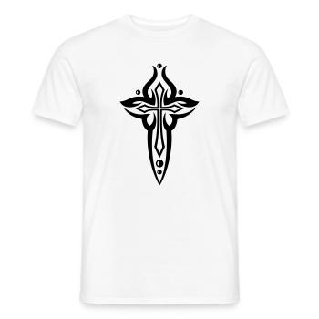 Cross, Crucifix, with pearls. - Men's T-Shirt - white - Front - AI Model Male 178 dark (178cm)