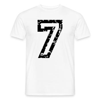 Zahl 7 - Nummer 7 (Vintage Weiß) Nr. 7 - Männer T-Shirt - Weiß - Vorne - AI Model Male 178 dark (178cm)