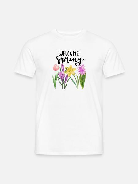 Frühling "Welcome Spring" Design - Männer T-Shirt - Weiß