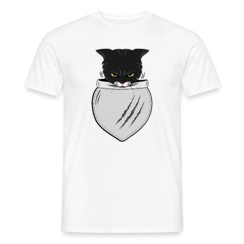 Chat de poche | Cadeaux pour les amoureux des chats - T-shirt homme - blanc - Devant - AI Model Male 178 dark (178cm)