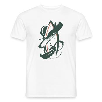 Abstraction Géométrique en Vert & Orange - T-shirt homme - blanc - Devant - AI Model Male 178 dark (178cm)
