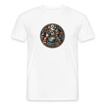 Kaffee Plakette - Männer T-Shirt - Weiß - Vorne - AI Model Male 178 dark (178cm)