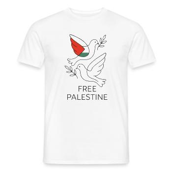 Dove of Peace - Free Palestine - Men's T-Shirt - white - Front - AI Model Male 178 dark (178cm)