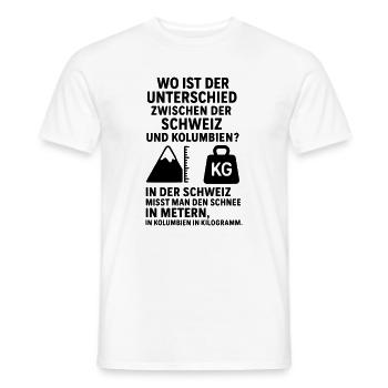 Blague de neige Suisse Colombie Mètre Kilogramme - T-shirt homme - blanc - Devant - AI Model Male 178 dark (178cm)