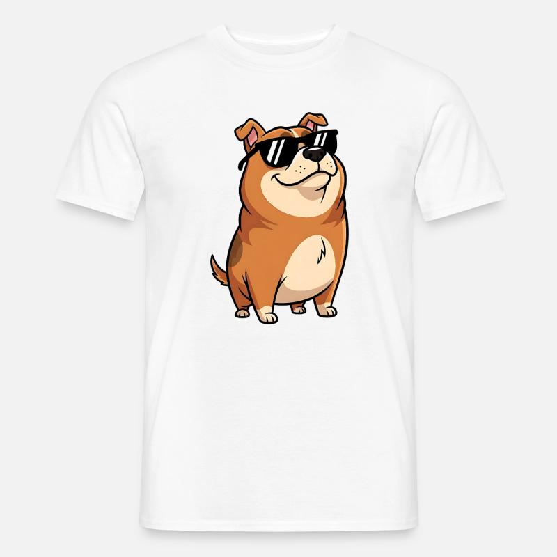 Dicker Dackel mit Sonnenbrille - Männer T-Shirt - Weiß