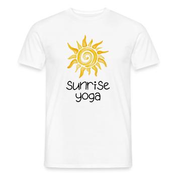 Sunrise Yoga - Design mit gelber Sonne - Männer T-Shirt - Weiß - Vorne - AI Model Male 178 dark (178cm)