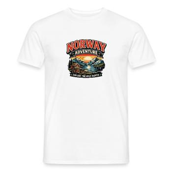 Norway Adventure: Wild North Sunset - Men's T-Shirt - white - Front - AI Model Male 178 dark (178cm)