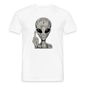 Alien Fuck Off – Middle Finger - Men's T-Shirt - white - Front - AI Model Male 178 dark (178cm)