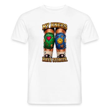 My Knees Have Stories - Men's T-Shirt - white - Front - AI Model Male 178 dark (178cm)