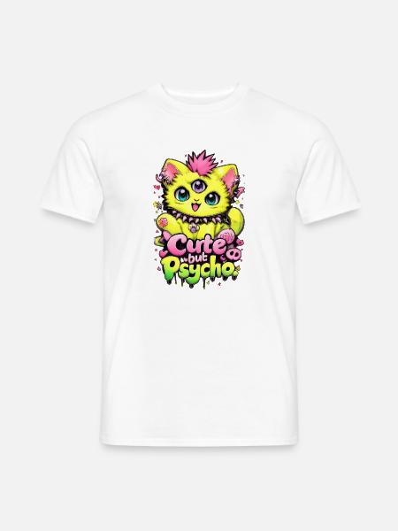 Cute but Psycho Cat - Männer T-Shirt - Weiß