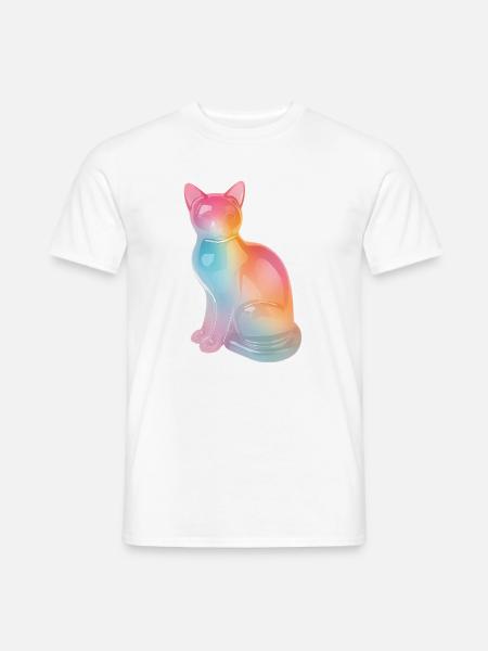Regenbogenkatze Prisma - Männer T-Shirt - Weiß