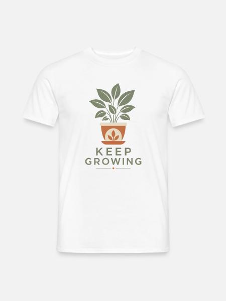 Keep Growing Pflanze Blumentopf Spruch Statement - Männer T-Shirt - Weiß