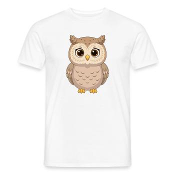 Kawaii-Eule in Erdtönen - Männer T-Shirt - Weiß - Vorne - AI Model Male 178 dark (178cm)