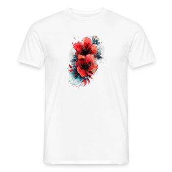 Aquarelle de fleur d'hibiscus - T-shirt homme - blanc - Devant - AI Model Male 178 dark (178cm)