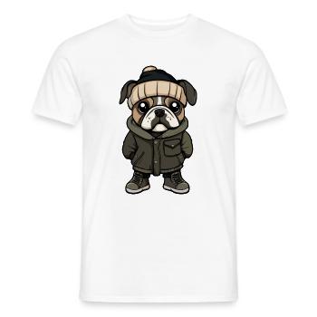 Bouledogue Chien Hiver - T-shirt homme - blanc - Devant - AI Model Male 178 dark (178cm)