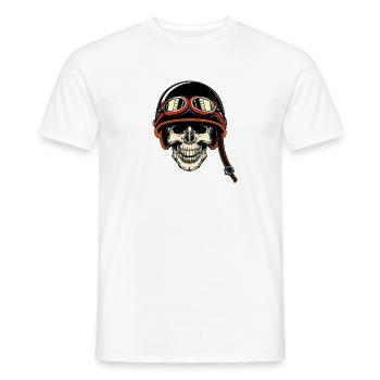 Biker skull / head with helmet and goggles - Men's T-Shirt - white - Front - AI Model Male 178 dark (178cm)