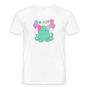 Krake Mit Luftballons sagt Hallo - Meer Spaß - Männer T-Shirt - Weiß - Vorne - AI Model Male 178 dark (178cm)