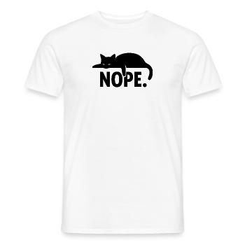 Nope Cat – Funny Minimal Design - Men's T-Shirt - white - Front - AI Model Male 178 dark (178cm)