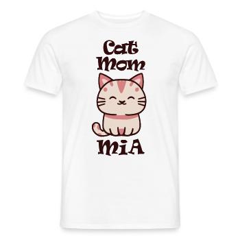 Mia Surname First name with cat - Men's T-Shirt - white - Front - AI Model Male 178 dark (178cm)