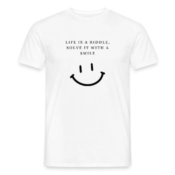 Life is a riddle - solve it with a smile - Männer T-Shirt - Weiß - Vorne - AI Model Male 178 dark (178cm)