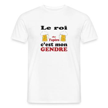 Le roi de l'apéro c'est mon gendre - T-shirt homme - blanc - Devant - AI Model Male 178 dark (178cm)