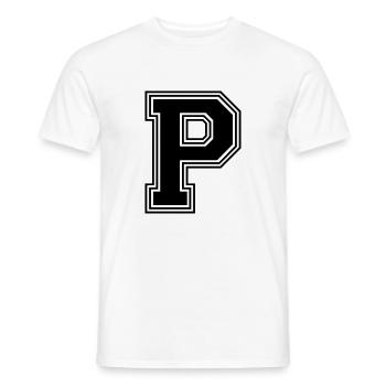 P_letter_P_(w31) - Men's T-Shirt - white - Front - AI Model Male 178 dark (178cm)
