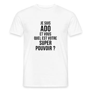 adolescent / enfant / ado / adolescente - T-shirt homme - blanc - Devant - AI Model Male 178 dark (178cm)
