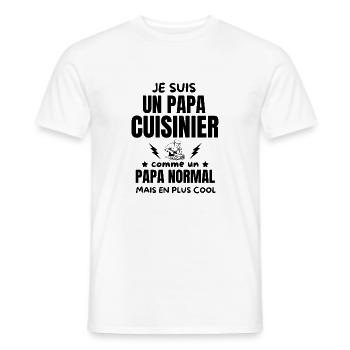 PAPA CUISINIER - T-shirt homme - blanc - Devant - AI Model Male 178 dark (178cm)