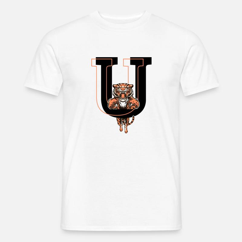 Buchstabe u Tiger - Geschenkidee - Männer T-Shirt - Weiß