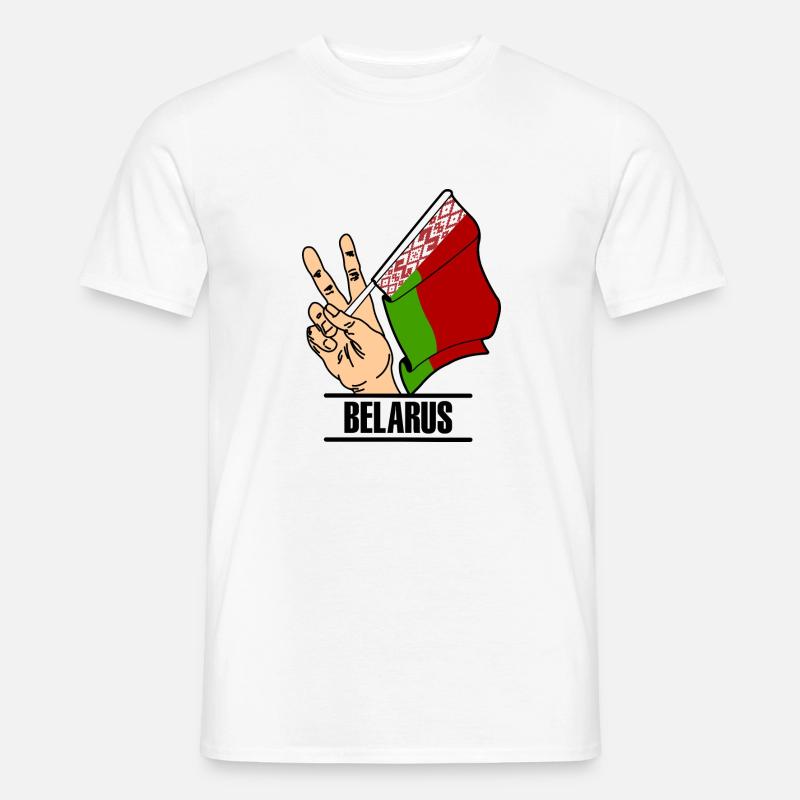 Flagge Belarus Friedensschild Text BELARUS - Männer T-Shirt - Weiß