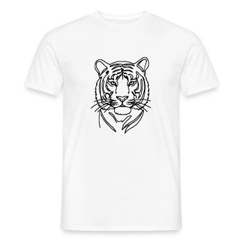 Tiger Single Line Art - Men's T-Shirt - white - Front - AI Model Male 178 dark (178cm)
