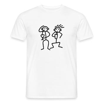 2 Strichmännchen trinken - Männer T-Shirt - Weiß - Vorne - AI Model Male 178 dark (178cm)