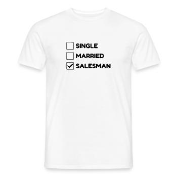 commercial / vente / vendeur / vendeuse - T-shirt homme - blanc - Devant - AI Model Male 178 dark (178cm)