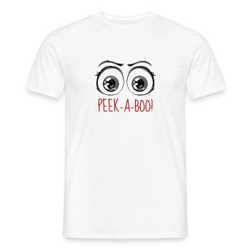 curious eyes - "Peek-a-Boo!" - Men's T-Shirt - white - Front - AI Model Male 178 dark (178cm)