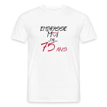 75 ans embrasse moi anniversaire - T-shirt homme - blanc - Devant - AI Model Male 178 dark (178cm)
