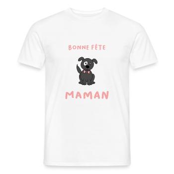 BONNE FÊTE. FÊTE DES MÈRES. FÊTE DES PÈRES. FÊTE - T-shirt homme - blanc - Devant - AI Model Male 178 dark (178cm)