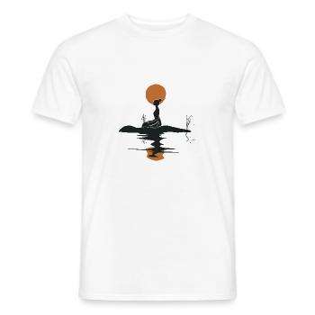 T Shirt Design Yoga au bord du lac - T-shirt homme - blanc - Devant - AI Model Male 178 dark (178cm)