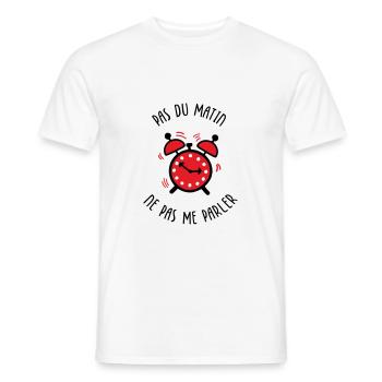 Pas du matin, ne pas me parler - T-shirt homme - blanc - Devant - AI Model Male 178 dark (178cm)