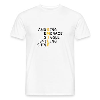 SMILE – Positivity Word Art - Männer T-Shirt - Weiß - Vorne - AI Model Male 178 dark (178cm)