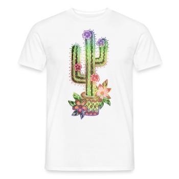 Kaktus, Mexiko, Old School, Retro, Tattoo Style - Männer T-Shirt - Weiß - Vorne - AI Model Male 178 dark (178cm)