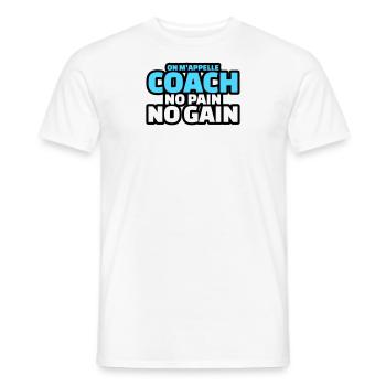 on m'appelle coach no pain no gain - T-shirt homme - blanc - Devant - AI Model Male 178 dark (178cm)