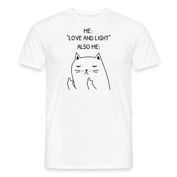 Moi aussi moi mème amour et doigt d’honneur de chat léger - T-shirt homme - blanc - Devant - AI Model Male 178 dark (178cm)