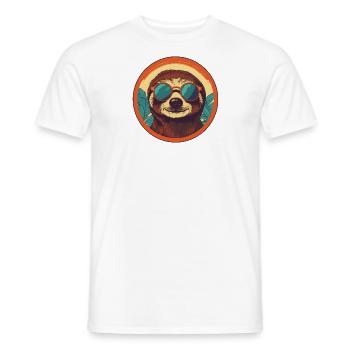 Paresseux avec lunettes de soleil, Lazybones, Slowpoke - T-shirt homme - blanc - Devant - AI Model Male 178 dark (178cm)
